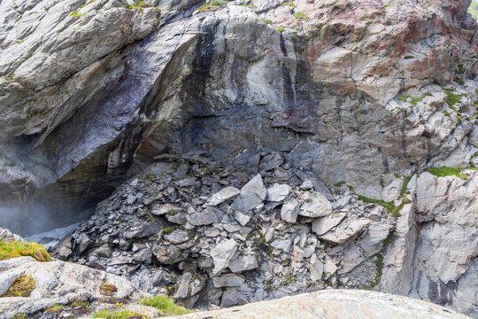 Rocky mountain cliff with scree slope, Austria, Tyrol, Mittelberg Pitztal, 29 June 2026