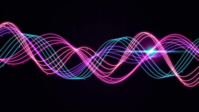 Abstract 3d dna helix spiral animation neon
