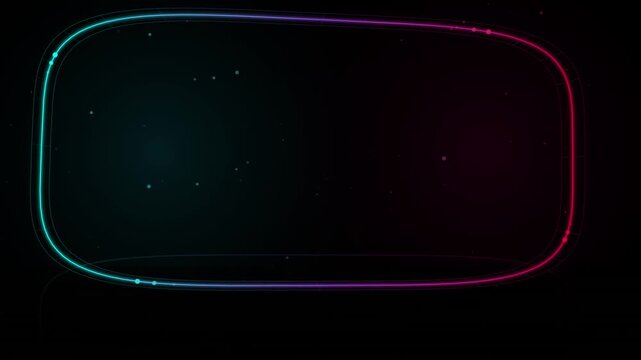 Abstract neon oval glowing purple and teal on dark background