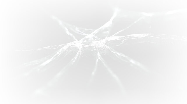 Transparent Broken Glass Texture with Radiating Cracks and Splinters