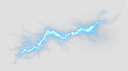 Fototapeta premium Powerful Blue Lightning Bolt with Radiant Electric Branches