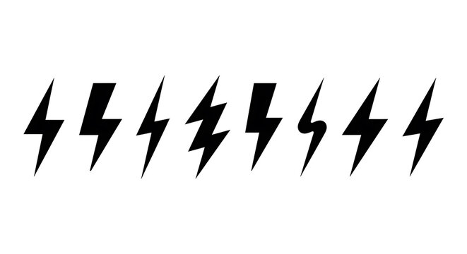 Lightning Bolt and Electricity Icons Set Vector Illustration