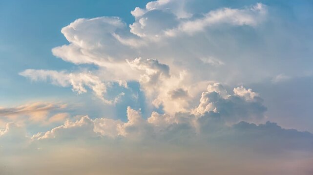 Hefei Chaohu Blue Sky Clouds Timelapse: Rolling Clouds Reflect on Lake with Distant City Silhouette