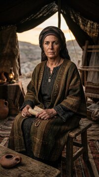 Ancient Israelite leader: Deborah judge, biblical heroine, Israel prophetess, Judges era, Lapidoth wife, divine wisdom, desert tent, sacred text, old testament, wise woman.