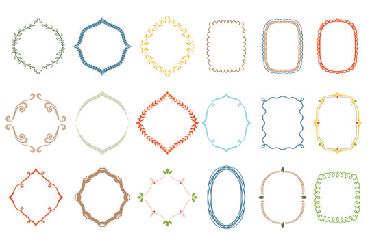 Set of hand drawn colorful vector frames. Summer amazing borders for invitations, cards.
