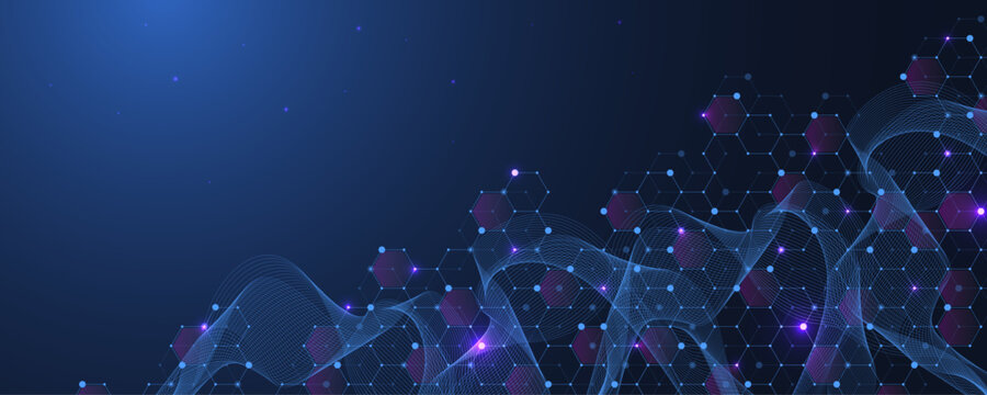 Abstract digital blockchain cube blocks concept. 3D big data cubes quantum computer technology idea. Artificial intelligence data core cubes design element