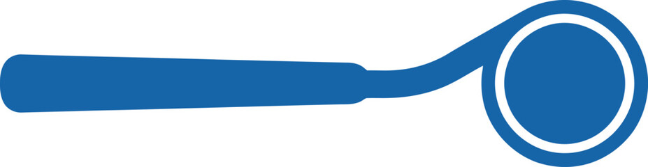 Fototapeta premium Dental mirror tool displayed in blue color with a circular reflector on a simple background.