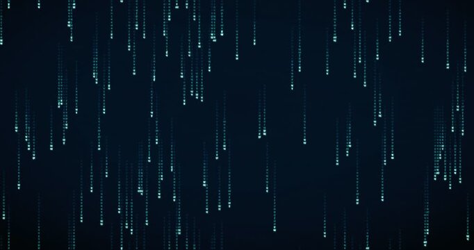 Devanagari characters fall steadily in a teal circuit animation, creating a deep mainframe atmosphere.