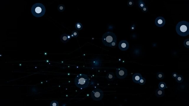Cosmic bokeh lights drifting in dark space galaxy