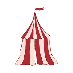 Circus tent hand drawn doodle illustration with an irregular colorful outline, single isolated element. Circus and carnival themed design for entertainment, festivals, events, posters and children’s  © Карина Кочнева