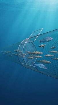 Selective Trawl Net with Escape Grid for Sustainable Fishing