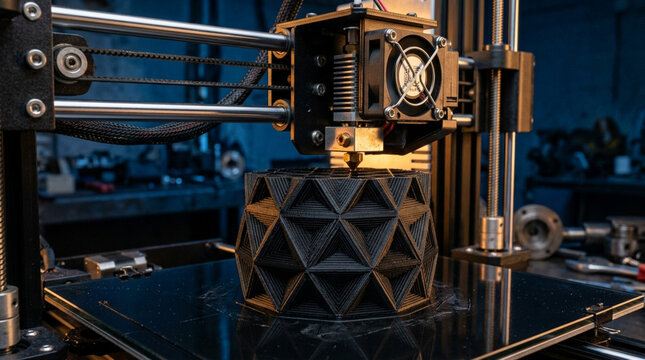 3D Printer Creating Geometric Object, Technology, Innovation