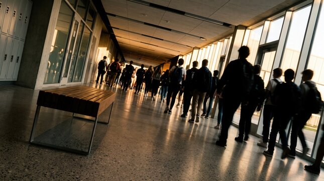 School corridor motion blur