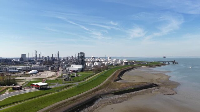 Aerial View of Chemical Industrial Complex in Terneuzen, Netherlands