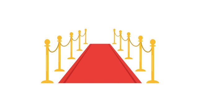 Red Carpet with Gold Velvet Ropes and Stanchions Event Setup