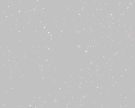 Scattered glowing particles create a delicate starry field against a deep black background. Gold and silver dots vary in size and intensity, providing a subtle shimmering effect.