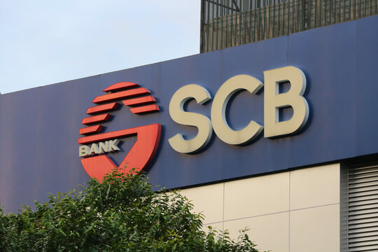 SCB Bank logo signboard close up on corporate office facade, Saigon Joint Stock Commercial Bank branch exterior in Vung Tau, Vietnam - February 4, 2026