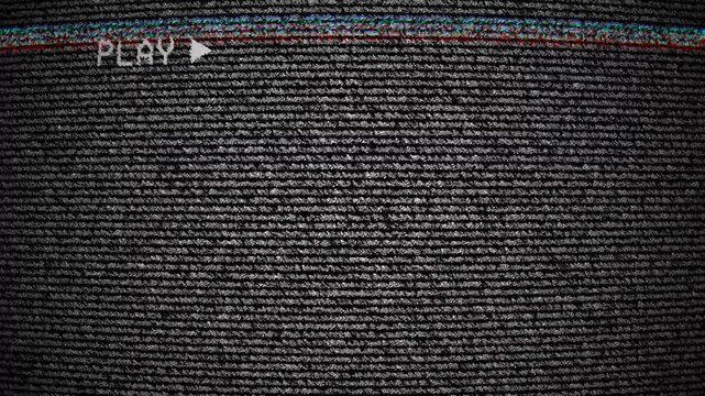PLAY CRT Scan lines glitch horizontal seamless loop animation moving from top to bottom with vignette effect. 4K on black background