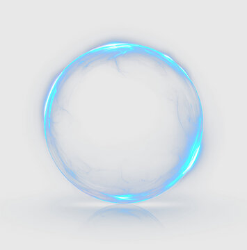 Abstract Cyan Light Ring with Radiant Neon Glow