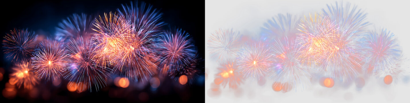 Festive Fireworks Light Burst Collection on Transparent Background
