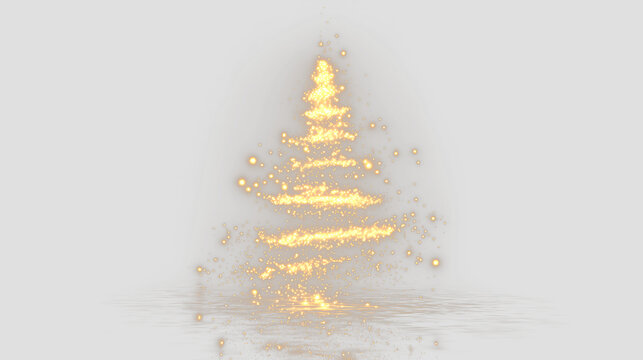 Golden Sparkle Christmas Tree with Luminous Light Particles