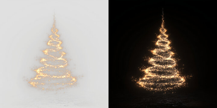 Luxury Golden Christmas Tree with Sparkling Particle Effect