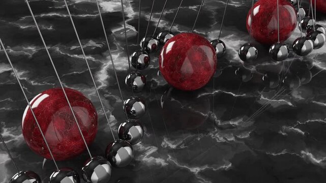 4k oddly satisfying perpetual motion physics simulation model and rhythm balance background.