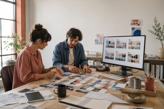 Creative Team Using AI Assistant to Organize Campaign Moodboard