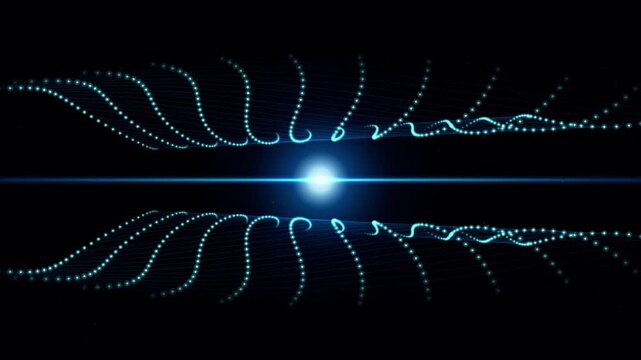 Neon wave motion with glowing lines and dots animation