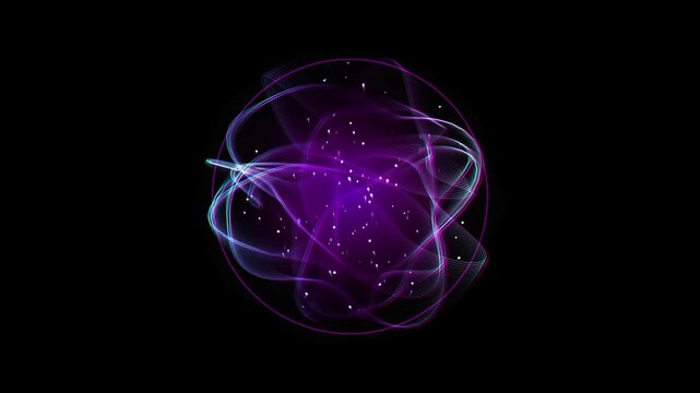 Pulsing neon energy sphere with electric currents