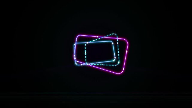 Purple neon smartphone outline animation loop