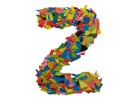 Colorful abstract letter z with rainbow gradient isolated on white background