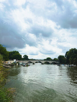 A view along The River Thames looking towards The Richmond Bridge, London, UK