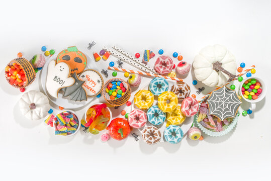 Halloween trick or treat sweets background