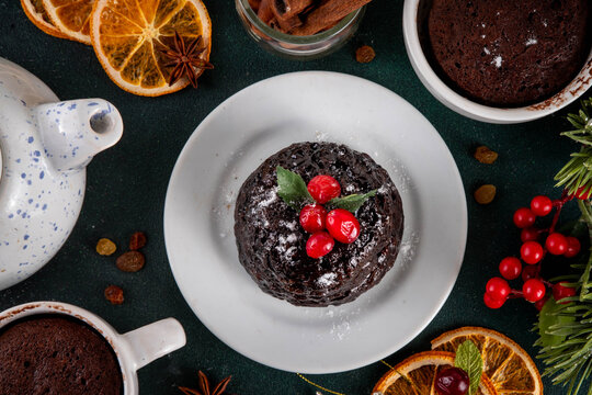 Traditional English Christmas pudding mug cake