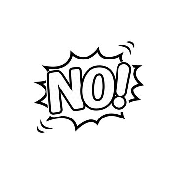 Black and white comic speech bubble with No text isolated on white background