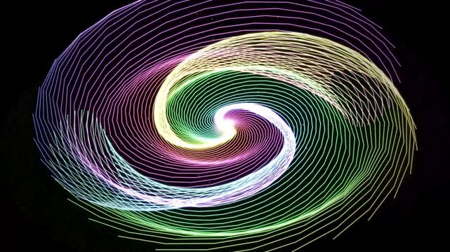 Vibrant neon spiral motion loop background