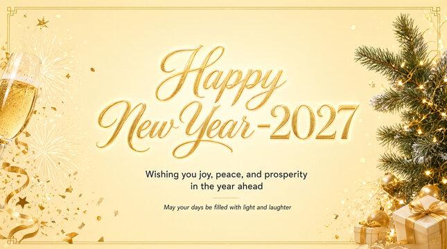 Elegant Happy New Year 2027 Gold Celebration Background