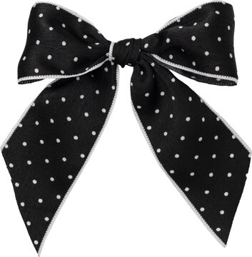 Black and White Festive Polka Dot Gift Ribbon Bow