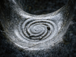 Naklejka premium Granite swirl pothole erosion showcases unique geological patterns and textures