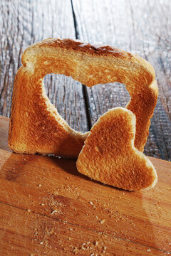 Heart Shaped Toast On Board