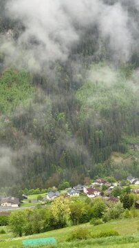 mountain landscape with fog
