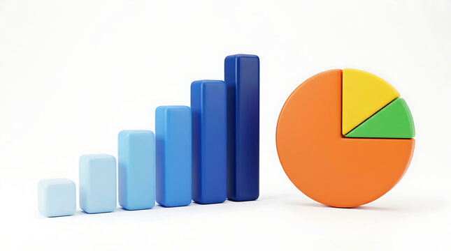 Colorful Bar and Pie Charts Showing Data Analysis and Growth