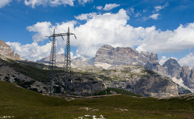 Naklejka premium an electric tower on a mountain