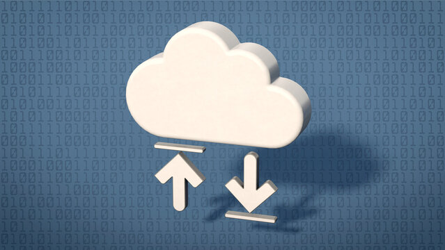 3D Cloud mit Pfeilen f&uuml;r Upload und Download