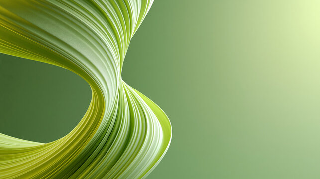 Twisting lime airflow ribbon forming an efficient turbine profile, representing aerodynamic simulation, renewable energy engineering, clean propulsion and optimized performance