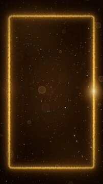 Glowing golden frame with a light travelling around the border in a vertical format