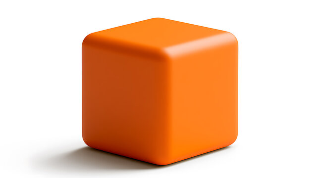 3d orange cube isolated on white background