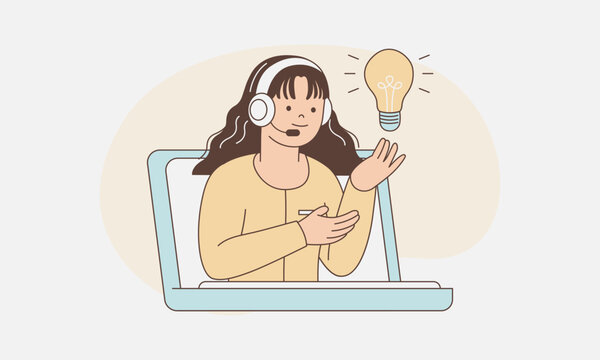 Online Customer Support Agent Providing Solution Illustration