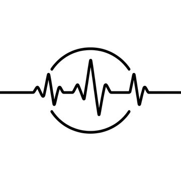 Heartbeat EKG line with stethoscope. Medical pulse monitor tracing on diagnostic graph paper.